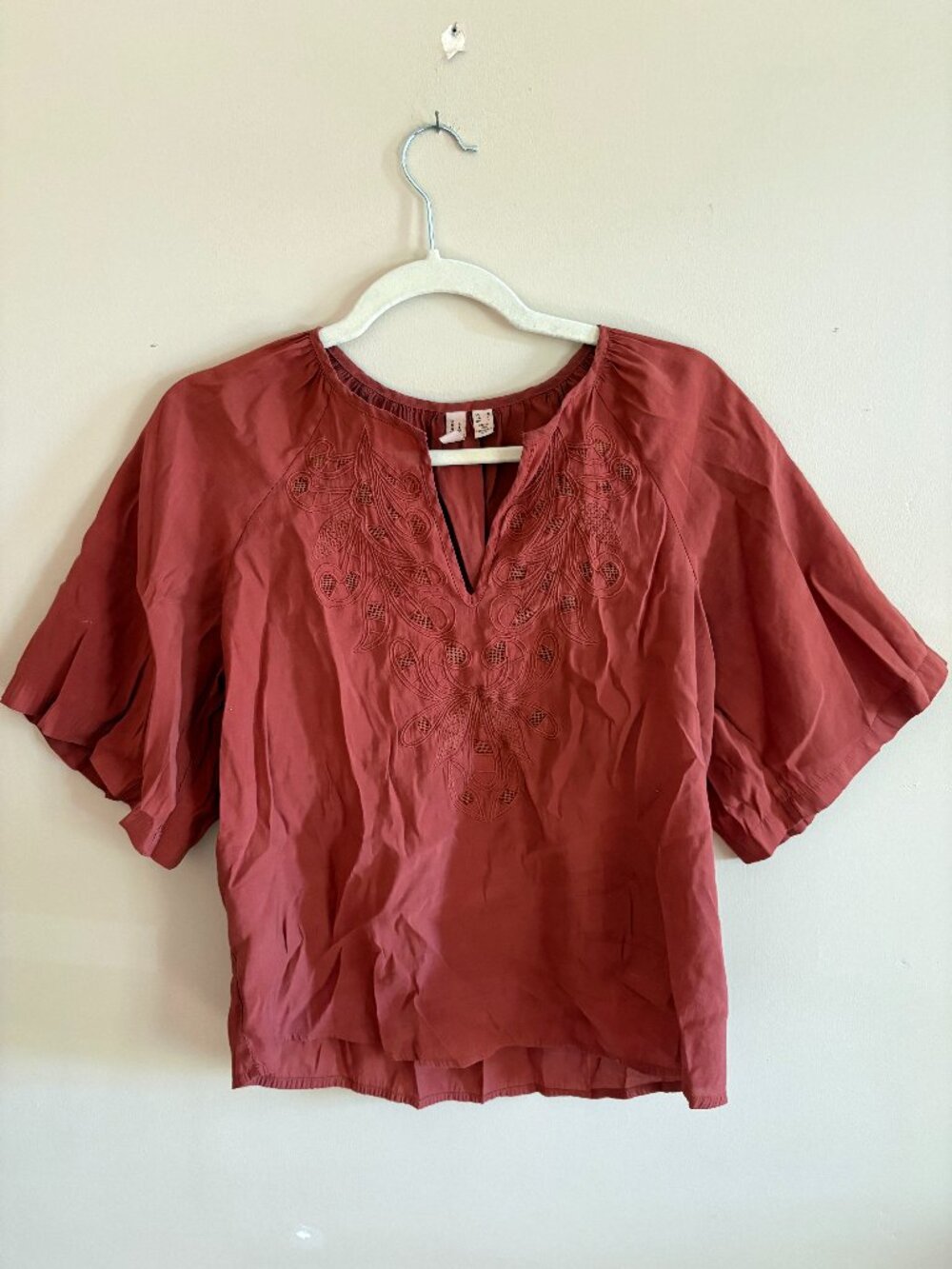 Rust colour lace front top